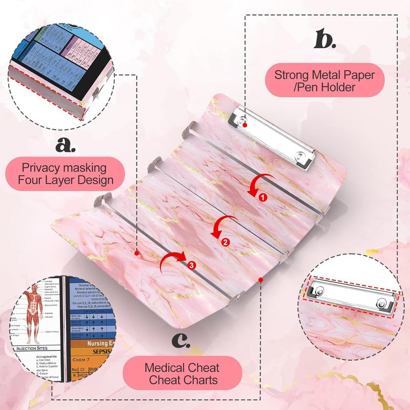 NECEG Nursing Clipboard Foldable, Nursing Medical Edition Cheat Sheets Aluminum 4 Layers Nurse Foldable Clipboard, Nursing Pocket Size Pen Clip Pocket Clipboard for Nurses Students School and Doctors - Image 4